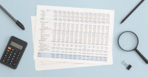 Business financial report on table. Financial development, Banking Account, Statistics